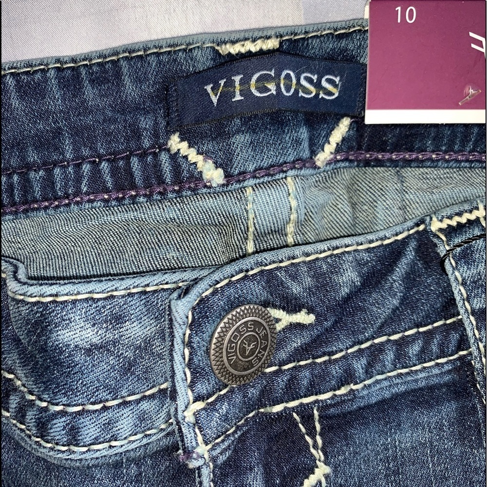 NEW Women’s Vigoss Cropped Dark Denim Jeans sz 10 - Picture 5 of 8